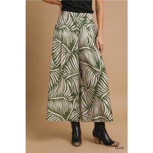 ✨NWT Umgee Palm Leaf Print Wide Leg Culotte Pants